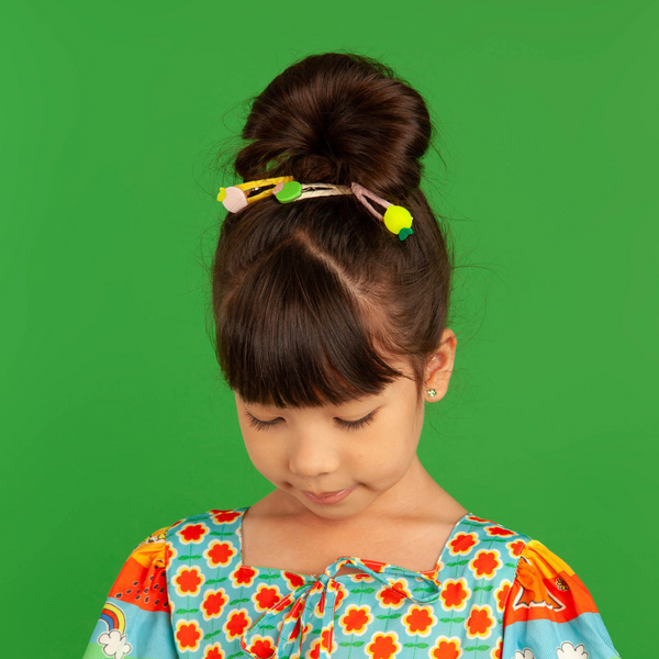Lemon Fabric Covered Snap Clips