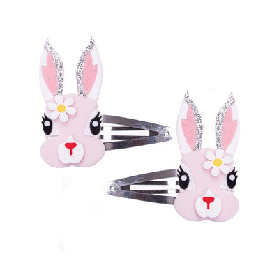Pink Easter Bunny With Flower Snap Clips