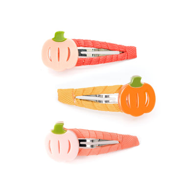 HAL23- Pumpkin Trio Orange Pink Snap Clips