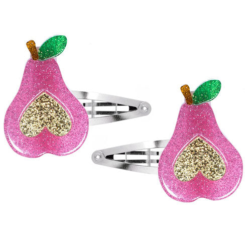 Pear Snap Clips - Bright Color and Glitter Color -  Lilies & Roses NY