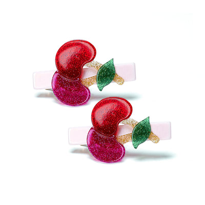 SUM23-Cherry Glitter Red Alligator Clip (pair)