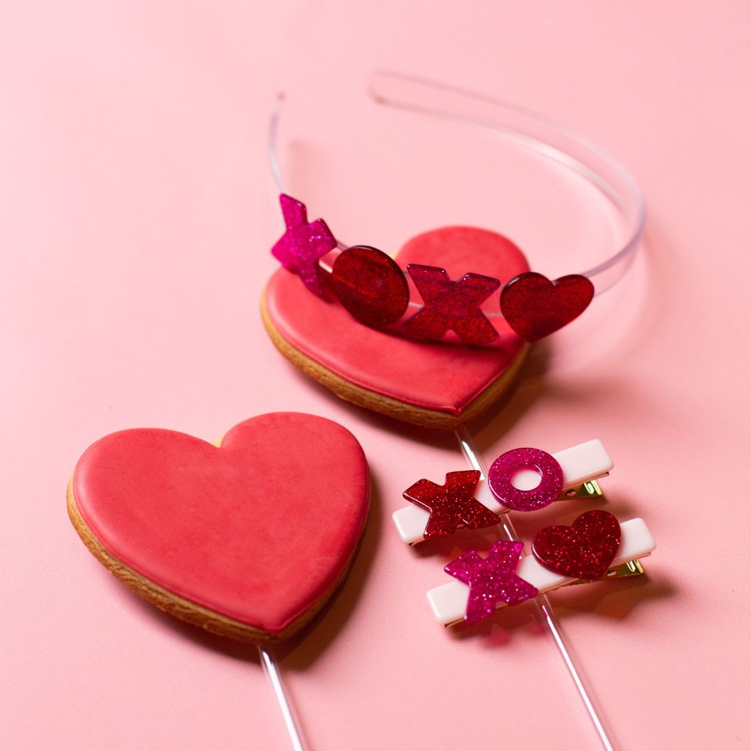 XOXO Pink Red Glitter Headband -VAL
