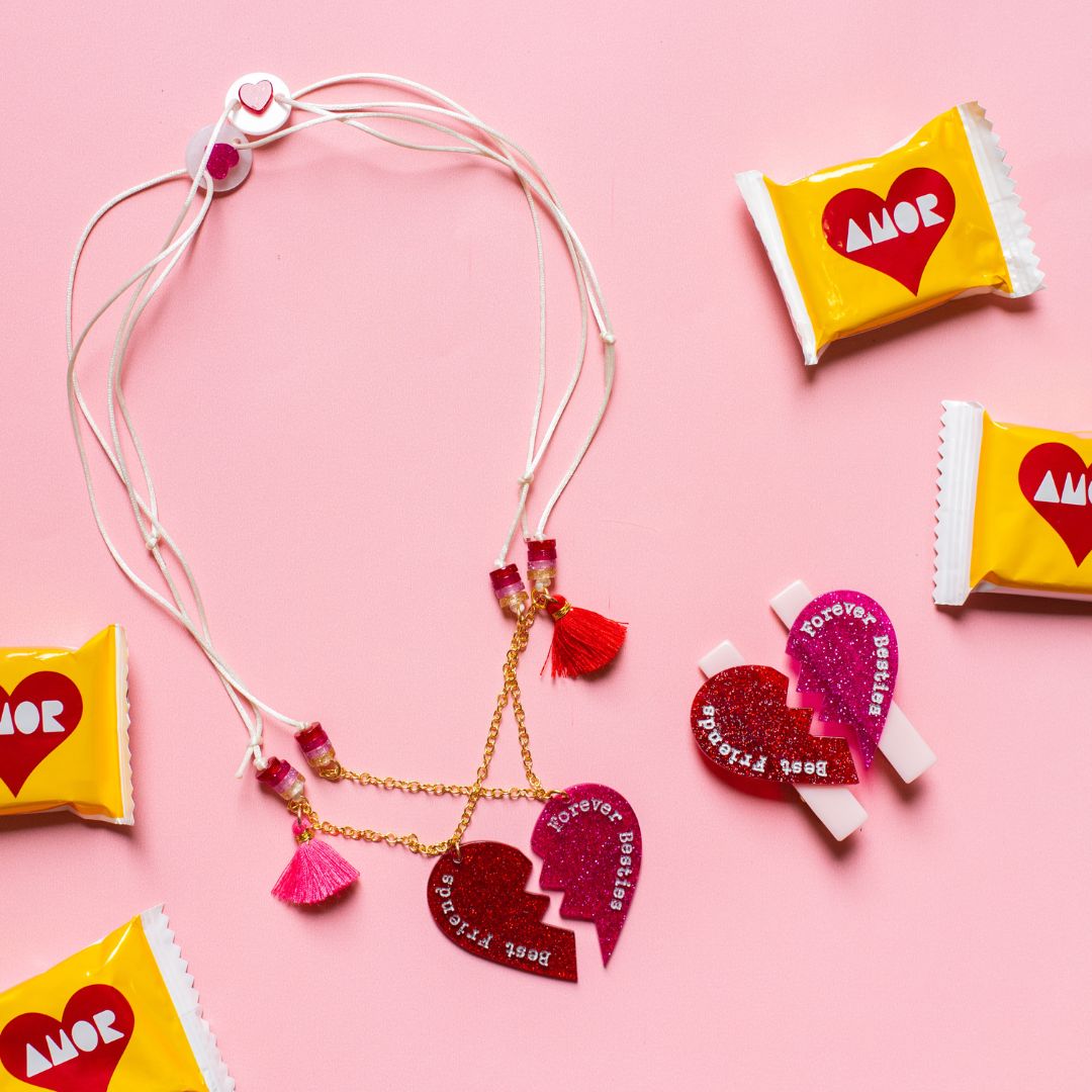 Best Friends + Forever Besties Hearts Necklace - VAL
