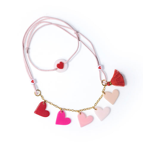 VAL-Multi Hearts Pink Shades Necklace