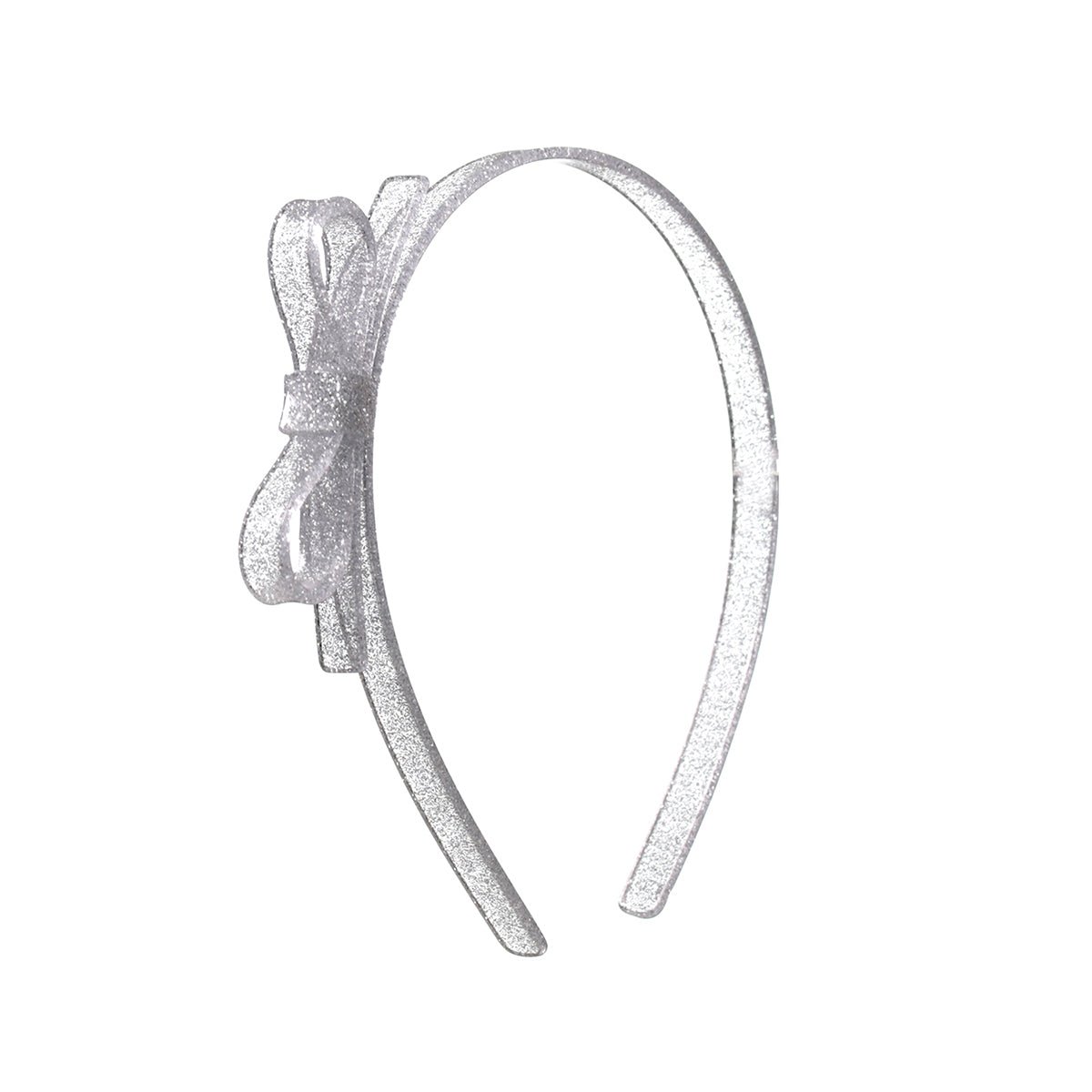 VAL-Thin Bow Headband - Glitter Silver