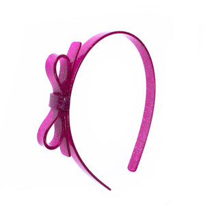 VAL-Thin Bow Glitter Pink Headband