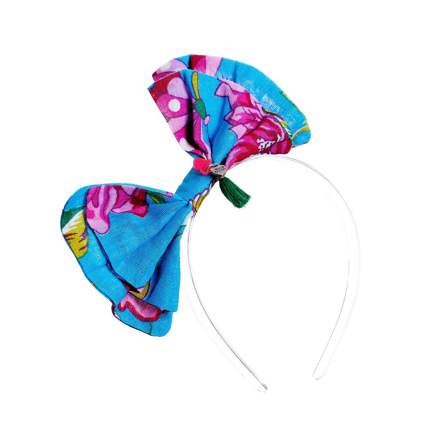Printed Fabric Bow Light Blue Headband