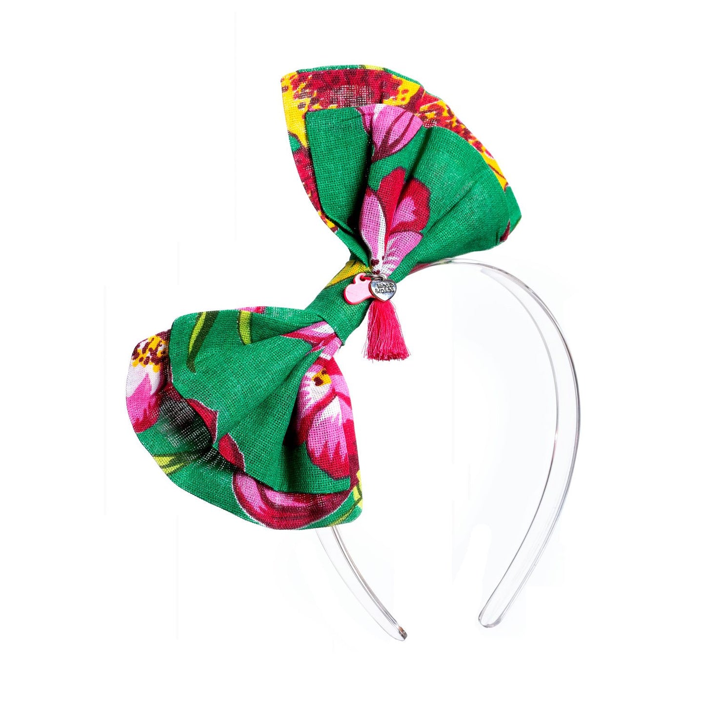 Printed Fabric Bow Green Headband