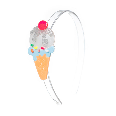 Ice Cream Sundae Blue/Silver Headband