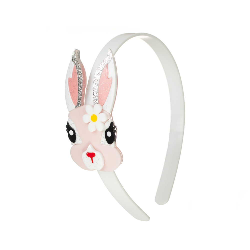 Pink Easter Bunny Headband with Flower
