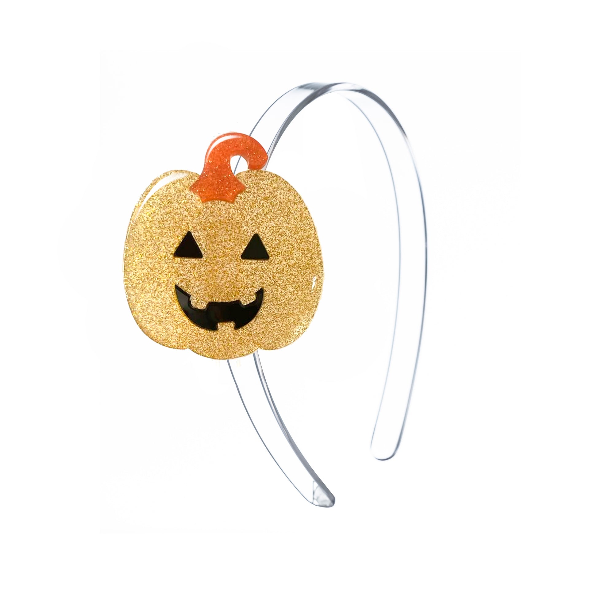 Happy Pumpkin Glitter Gold Headband HAL