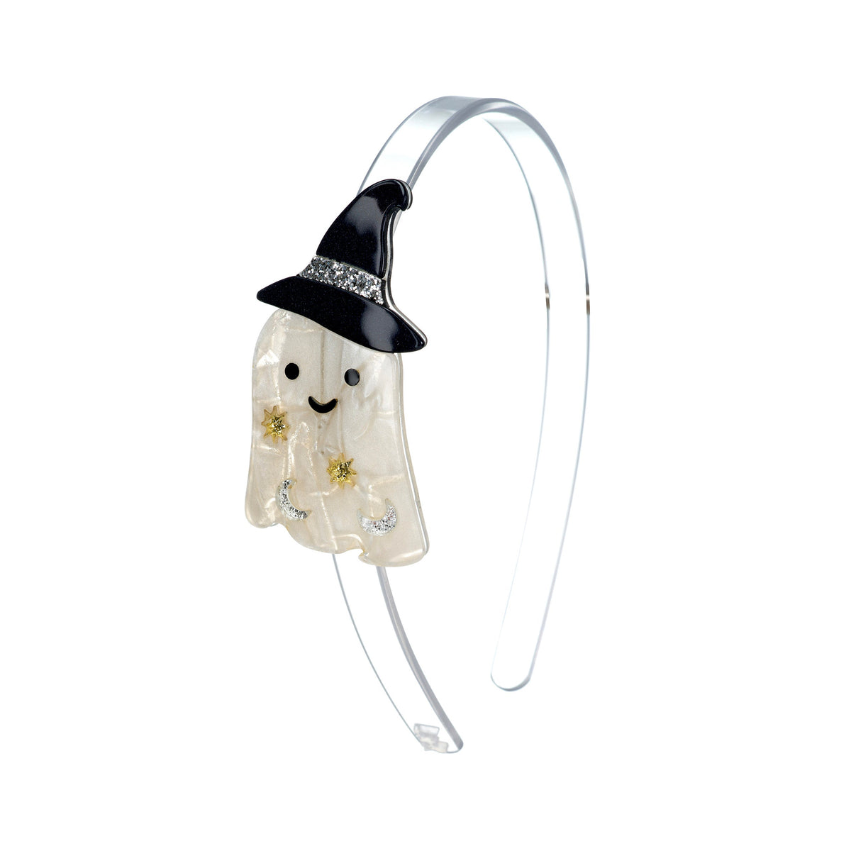 HAL23 Ghost Witch Hat Pearlized Gold Headband Lilies & Roses NY