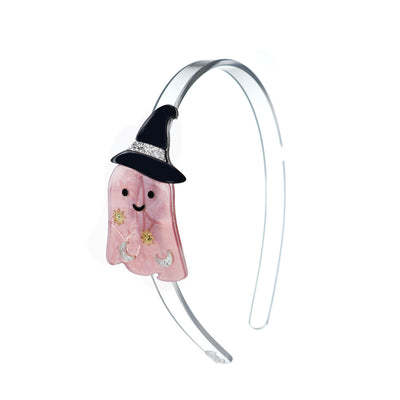 HAL23- Ghost Witch Hat Pearlized Pink Headband