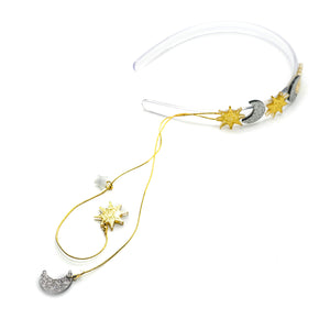 HAL23- Celestial Glitter Star & Moon Charms Headband