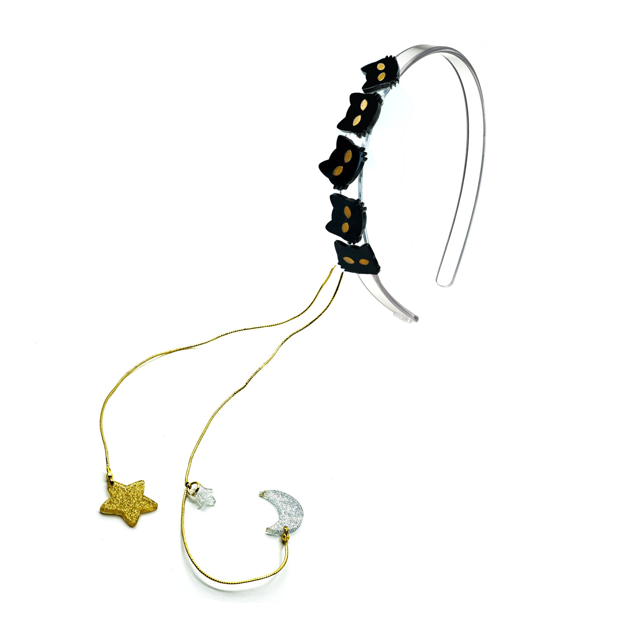 HAL23- Multi Cat Black Charms Headband