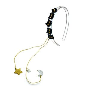 HAL23- Multi Cat Black Charms Headband