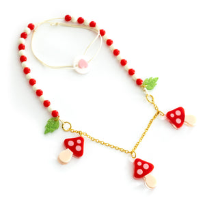 Mushroom Red Beaded Necklace