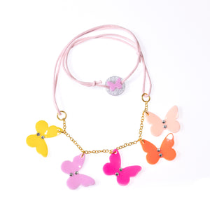 Multi Butterfly Pink Shades Necklace
