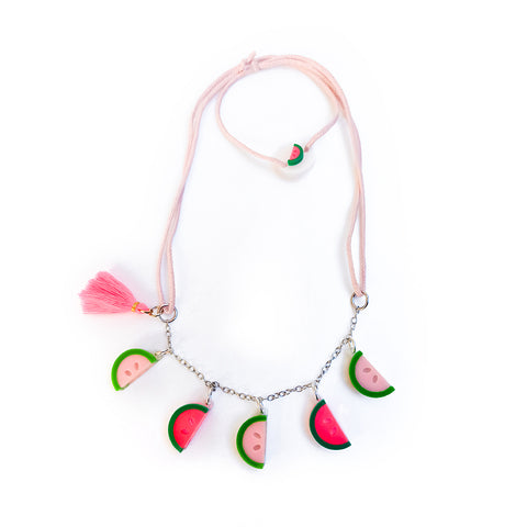 Multi Watermelon Pink Green Necklace
