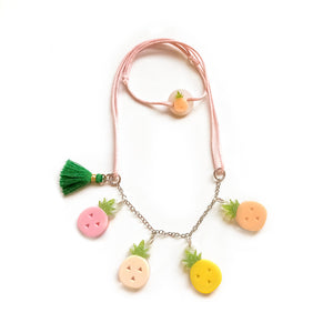 Multi Pineapple Pink Yellow Necklace