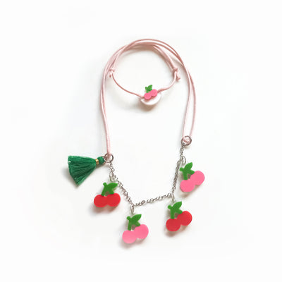 Multi Cherry Pink Red Necklace