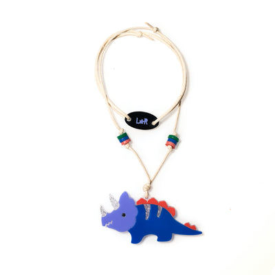 Blue Triceratops Necklace