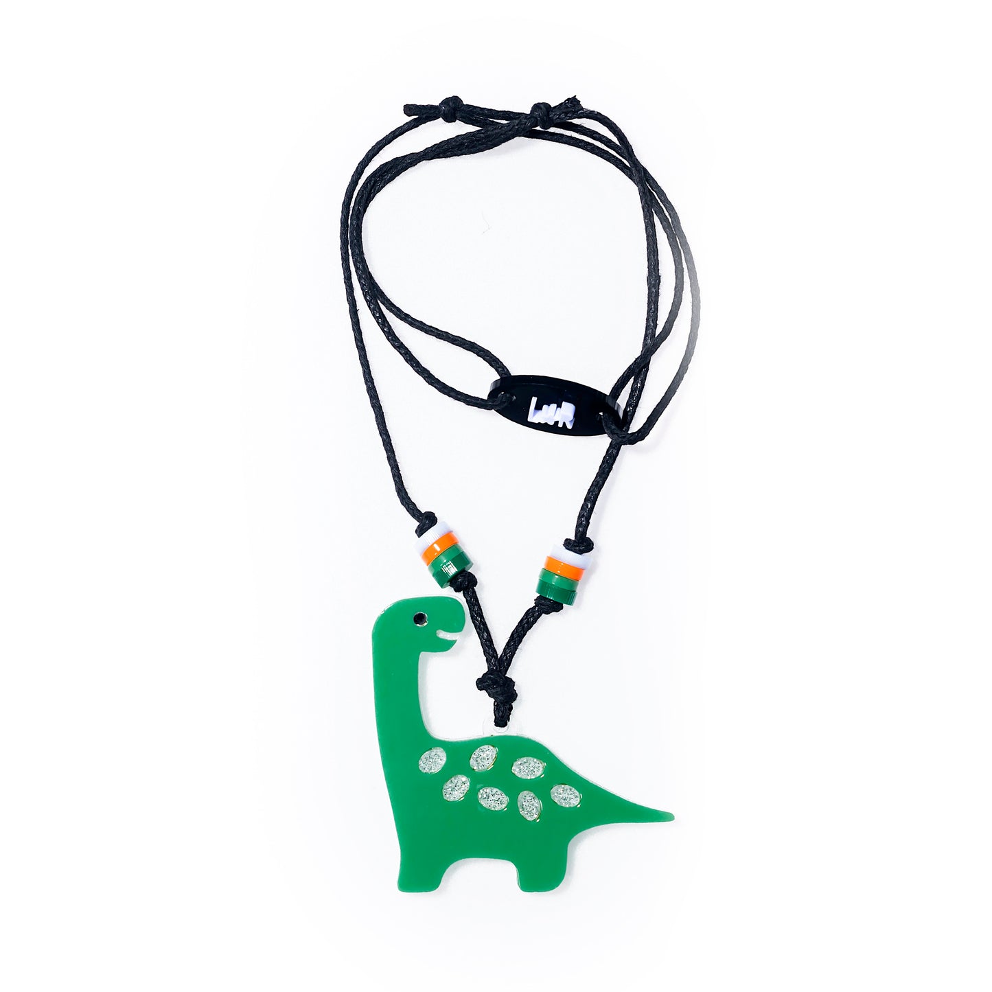 Preciosaurus Dinossaur Green Black Necklace