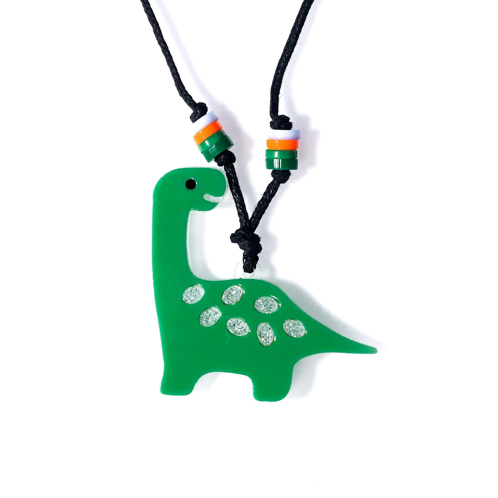 Preciosaurus Dinossaur Green Black Necklace