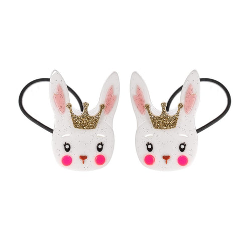 White Easter Bunny with Crown Ponytails