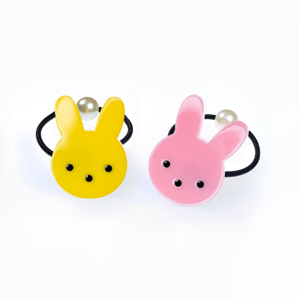 Easter Bunny Yellow Pink Ponytail (Pair)
