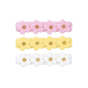 Flowers Light Pink+Yellow+Beige Alligator Clips (set of 3)