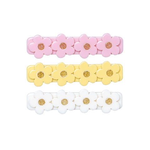 Flowers Light Pink+Yellow+Beige Alligator Clips (set of 3)