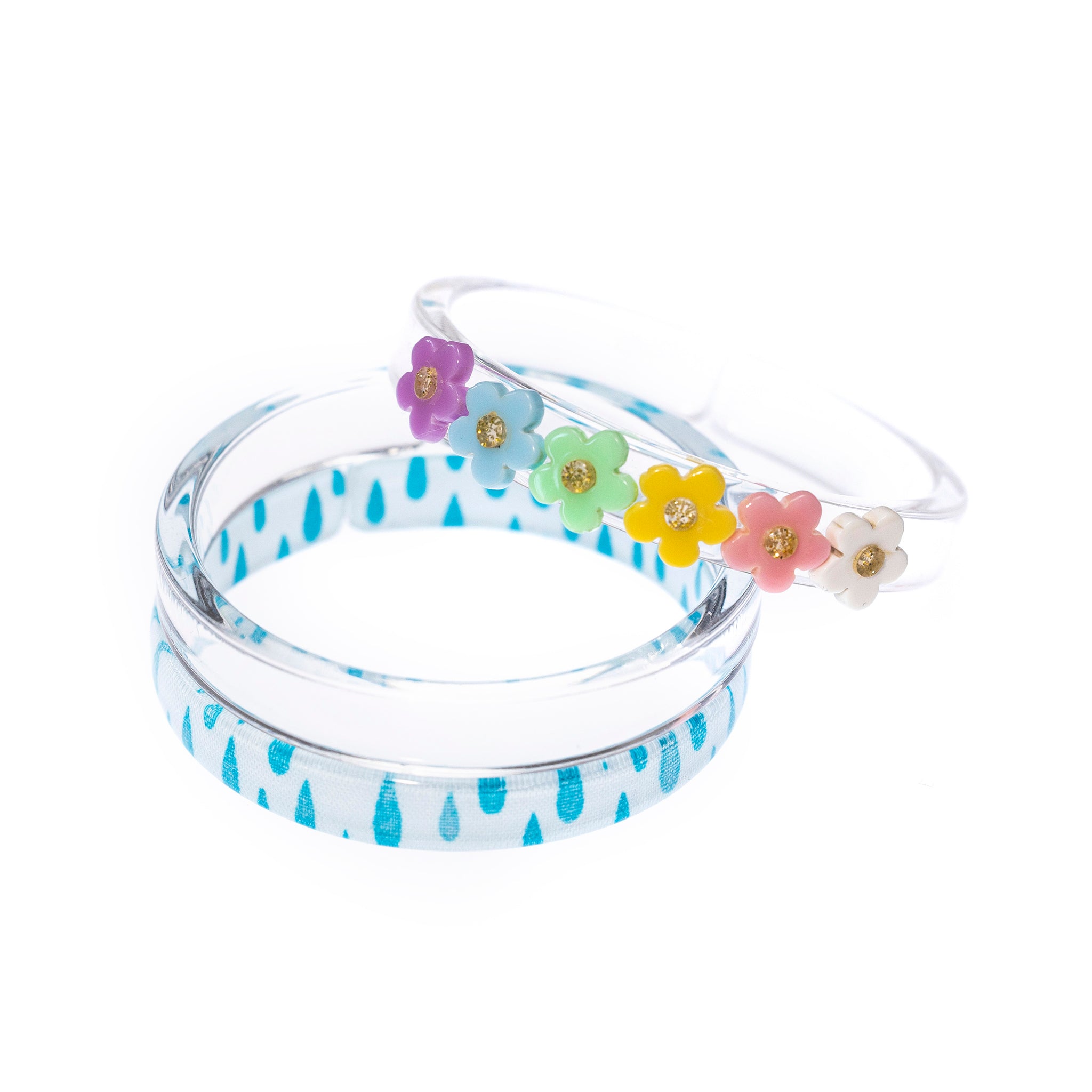 Pastel Flowers & Raindrop Printed Bangle (set of 3)