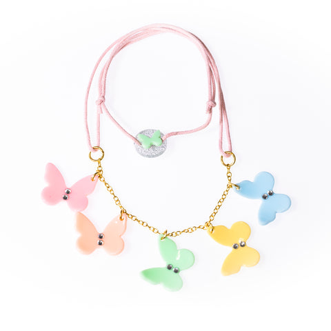 Multi Butterfly Pastel Necklace