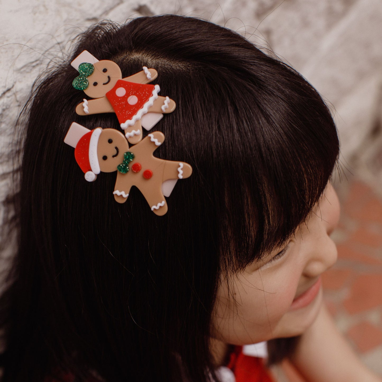 Happy Gingerbread Glitter Cookies Hair Clips -HOL