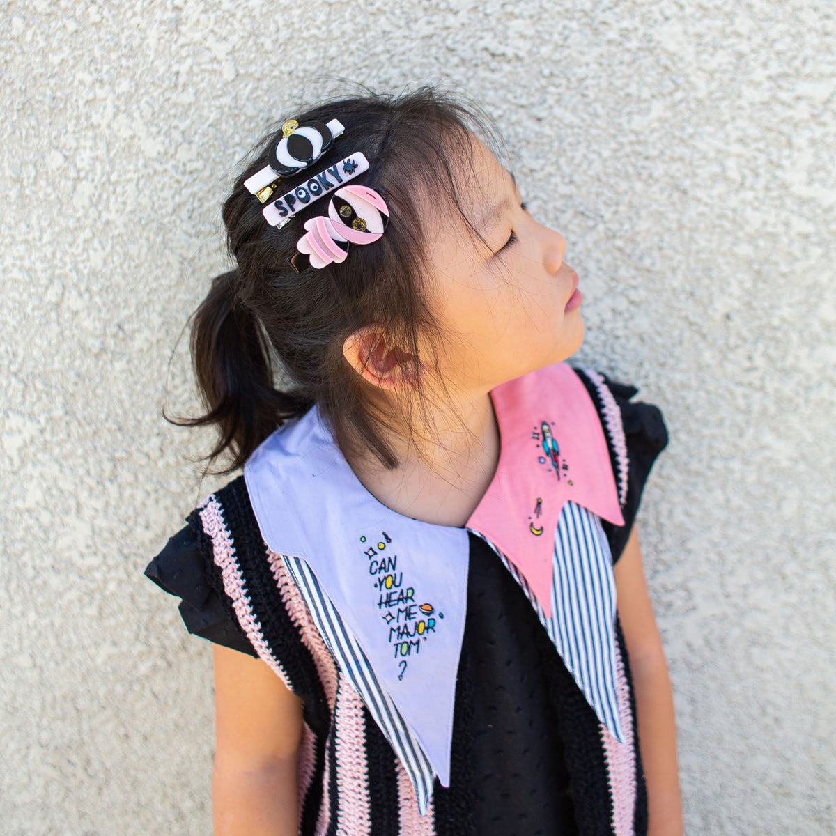 Festive Pumpkins Pink + Black Hair Clips -HAL -  Lilies & Roses NY
